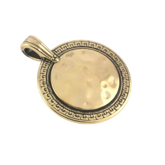Gold Hammered Circle Plate Pendant by Bead Landing&#x2122; 